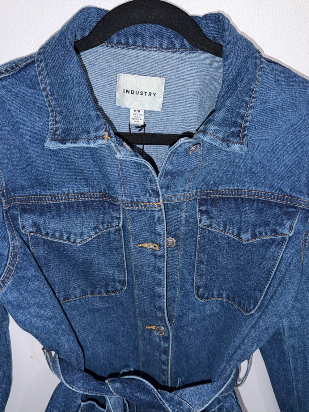 Industry Denim Utility Jacket Belted Blue Wash Lightweight Size M - Picture 4 of 11